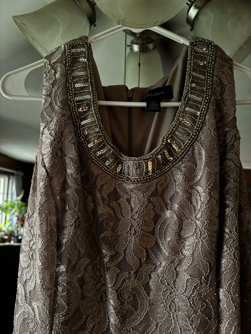 R&M Richards blush Lace Evening Gown for mother of bride or groom w Sheer Jacket - Picture 3 of 7